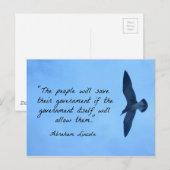 Carte Postale Citation sur l'Amérique par Abraham Lincoln (Devant / Derrière)