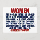 Carte Postale Citation sur les droits de la femme par Obama (Devant)