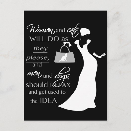 Carte Postale Citation sur les femmes et les chats (Devant)