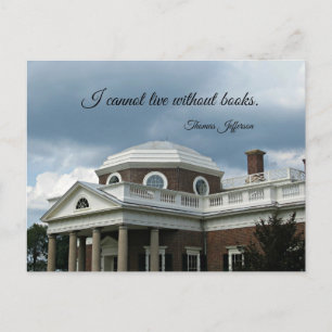 Carte Postale Citation sur les livres de Thomas Jefferson