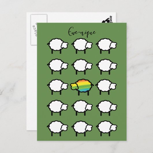 Carte Postale citation unique de l'arc-en-ciel mouton unique car (Devant / Derrière)