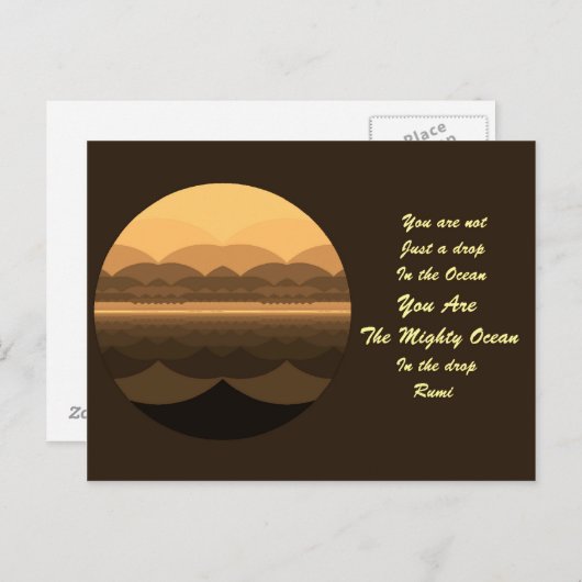 Carte postale Citation Vie Rumi. Conception Mandal (Devant / Derrière)