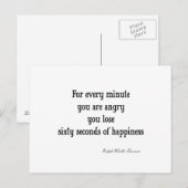 Carte Postale Citation vintage Emerson Inspirational Happiness (Devant / Derrière)