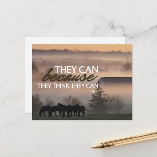 Carte Postale Citation Virgile Inspirationnelle "Ils peuvent" (Devant/Arrière en situation)