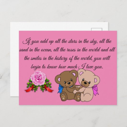 Carte Postale citations d'amour (Devant / Derrière)