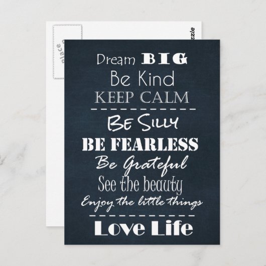 Carte Postale Citations d'attitude positive (Devant / Derrière)