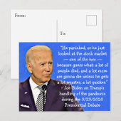 Carte Postale Citations de Biden sur la poussée de Trump vers la (Devant / Derrière)