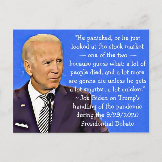 Carte Postale Citations de Biden sur la poussée de Trump vers la (Devant)