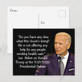 Carte Postale Citations de Biden sur le plan de santé de Trump (Devant / Derrière)