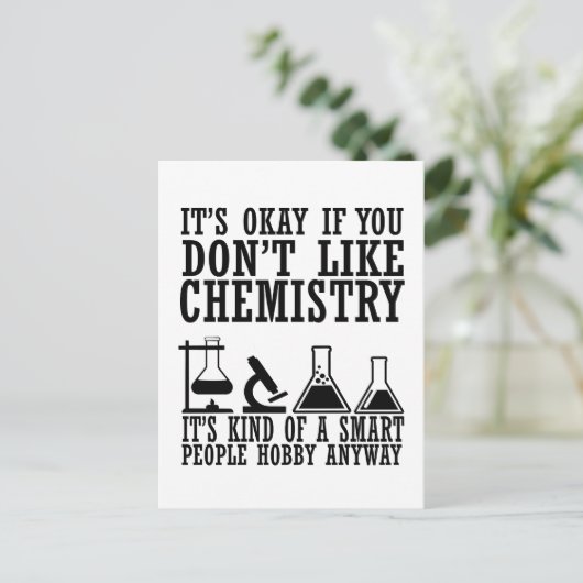 Carte Postale Citations de chimie drôle humour chimiste (Debout devant)