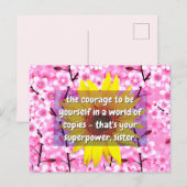 Carte Postale Citations de Sœur Force et Courage | Floral (Devant / Derrière)