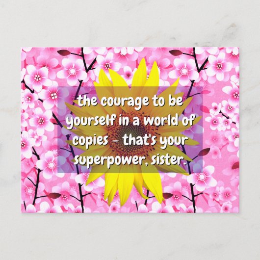 Carte Postale Citations de Sœur Force et Courage | Floral (Devant)