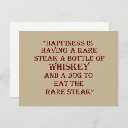 Carte Postale Citations de whisky drôles citations de boisson (Devant / Derrière)