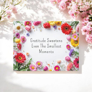 Carte Postale Citations Inspirantes Gratitude Fleur Colorée