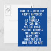 Carte Postale Citations Inspirationnelles Graphiques Bleus du Gr (Devant / Derrière)