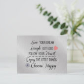 Carte Postale Citations Motivational Happy Life Rules (Debout devant)