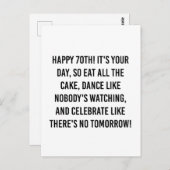 Carte Postale Citations pour un 70e anniversaire (Devant / Derrière)