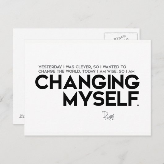 Carte Postale CITATIONS : Rumi : Me changer (Devant / Derrière)