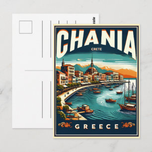 Carte Postale Cité vintage Chania Crète Grèce vacances