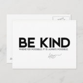 Carte Postale CITES : Dalaï Lama - Soyez gentil (Devant / Derrière)