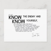 Carte Postale CITES : Sun Tzu : Connaissez l'ennemi et vous-même (Devant)