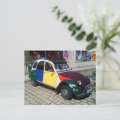 Carte Postale Citroen coloré 2 CV (Debout devant)
