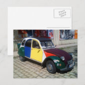 Carte Postale Citroen coloré 2 CV (Devant / Derrière)