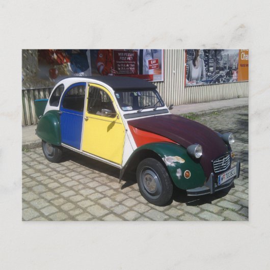 Carte Postale Citroen coloré 2 CV (Devant)