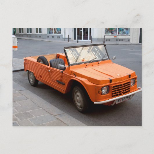 Carte Postale Citroen orange Mehari (Devant)