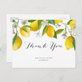 Carte Postale Citron à thème, douche nuptiale d'été merci (Devant / Derrière)