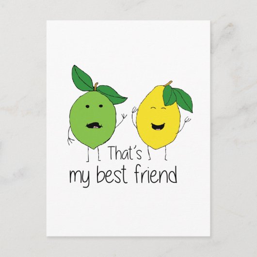 Carte Postale Citron et chaux Meilleurs amis BFF Lemon Art Besoi (Devant)