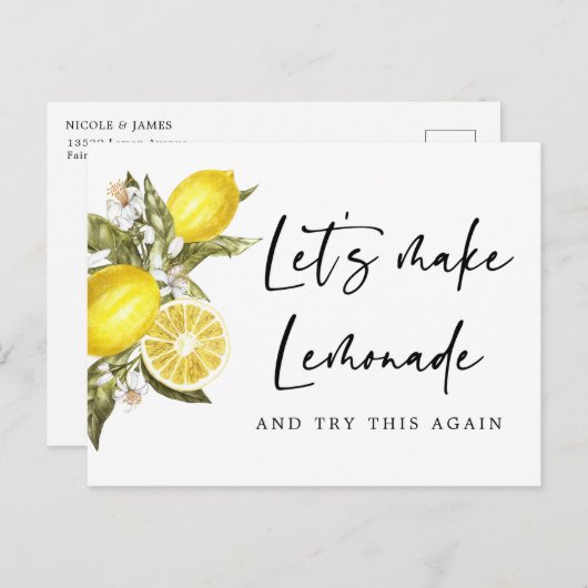 Carte Postale Citron Modifier la date reportée Mariage (Devant / Derrière)