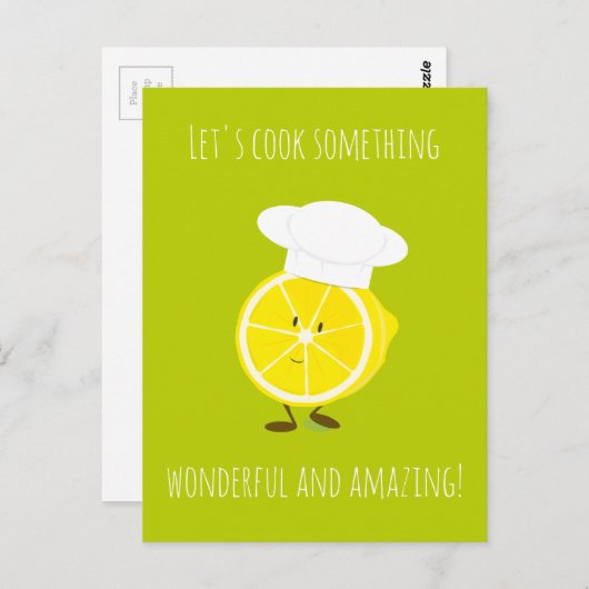 Carte Postale Citron souriant dans Chefs Caractère Casquette Car (Devant / Derrière)