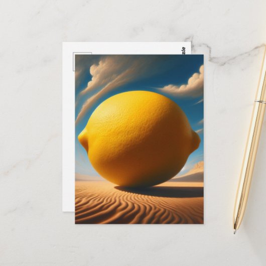 Carte Postale Citron surréaliste géant (Devant/Arrière en situation)