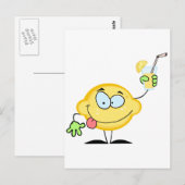 Carte Postale Citron Tenant Un Verre Avec Lémérite (Devant / Derrière)