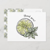 Carte Postale Citron vert de fruit de Citrus d'aquarelle moderne (Devant / Derrière)