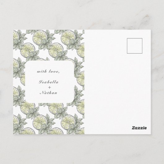 Carte Postale Citron vert de fruit de Citrus d'aquarelle moderne (Dos)