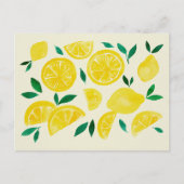 Carte Postale citrons d'aquarelle - jaune et vert (Devant)