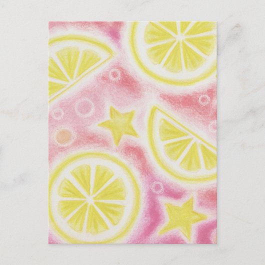 Carte postale "citrons" de limonade rose (Devant)