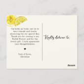 Carte Postale Citrons d'été Merci Cadeaux de Mariage (Dos)