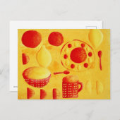 Carte Postale Citrons et oranges avec Bowls Peinture (Devant / Derrière)