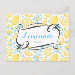 Carte Postale Citrons & Fleurs Motif Lemonade Invitation social