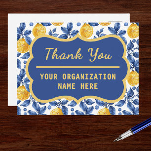 Carte Postale Citrons Jaunes Bleu Méditerranéen Amalfi Merci