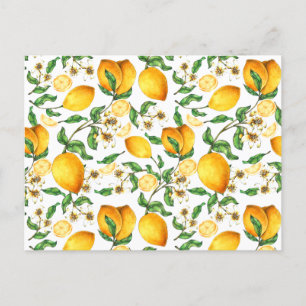 Carte Postale Citrons jaunes et fleurs de citronnier beaux  