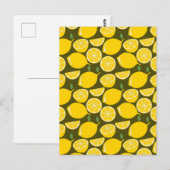 Carte Postale Citrons jaunes et motif vert olive : Citrus modern (Devant / Derrière)