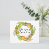 Carte Postale citrons juifs Happy Sukkot et feuilles (Debout devant)