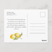 Carte Postale Citrons méditerranéens Carreaux bleus Mariage Merc (Dos)