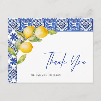 Carte Postale Citrons méditerranéens Carreaux bleus Mariage Merc