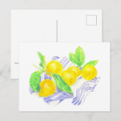 Carte Postale citrons Meyer sur la serviette de cuisine (Devant / Derrière)