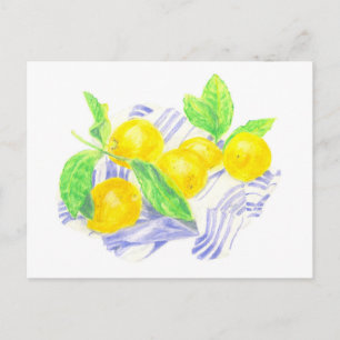 Carte Postale citrons Meyer sur la serviette de cuisine